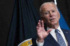 U.S. President Joe Biden delivers remarks to Intelligence Community workforce