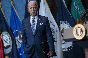 U.S. President Joe Biden delivers remarks to Intelligence Community workforce