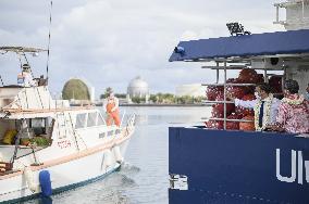 President Macron Visit To Papeete's Harbour