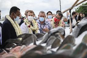 President Macron Visit To Papeete's Harbour