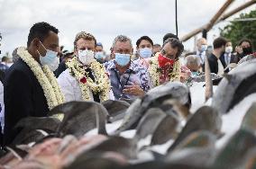 President Macron Visit To Papeete's Harbour