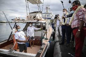 President Macron Visit To Papeete's Harbour