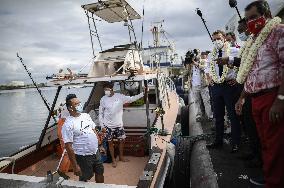 President Macron Visit To Papeete's Harbour