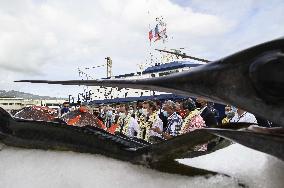 President Macron Visit To Papeete's Harbour