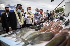 President Macron Visit To Papeete's Harbour