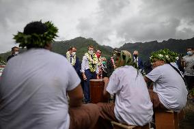 President Macron Arrives To Mo'orea Island