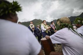 President Macron Arrives To Mo'orea Island