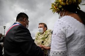 President Macron Arrives To Mo'orea Island