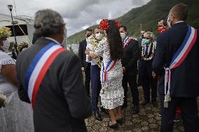 President Macron Arrives To Mo'orea Island