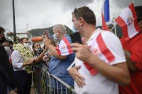 President Macron Arrives To Mo'orea Island