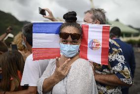 President Macron Arrives To Mo'orea Island