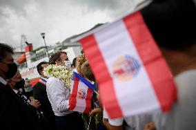 President Macron Arrives To Mo'orea Island