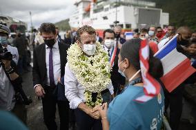 President Macron Arrives To Mo'orea Island