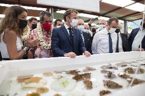 President Macron Visitt To The Criobe Environmental Research Institute - Mo'orea Island