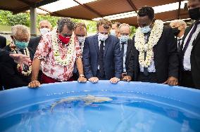 President Macron Visitt To The Criobe Environmental Research Institute - Mo'orea Island