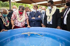 President Macron Visitt To The Criobe Environmental Research Institute - Mo'orea Island