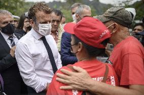 President Macron Listens To A Victim Of A Nuclear Test - Moorea Island