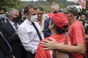 President Macron Listens To A Victim Of A Nuclear Test - Moorea Island