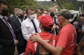 President Macron Listens To A Victim Of A Nuclear Test - Moorea Island