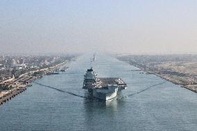 HMS Queen Elizabeth Transits The Suez Canal