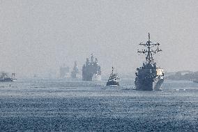 HMS Queen Elizabeth Transits The Suez Canal