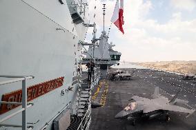 HMS Queen Elizabeth Transits The Suez Canal