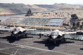 HMS Queen Elizabeth Transits The Suez Canal