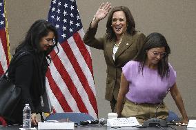 Vice President Kamala Harris speaks while meeting with Texas legislators