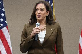 Vice President Kamala Harris speaks while meeting with Texas legislators