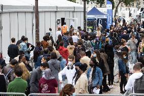 Parisians Queue To Be Vaccinated Against Covid-19 - Paris