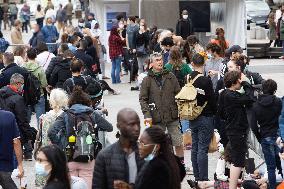 Parisians Queue To Be Vaccinated Against Covid-19 - Paris