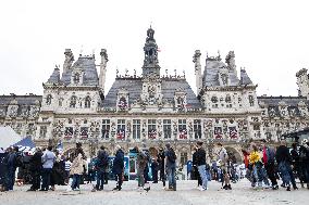 Parisians Queue To Be Vaccinated Against Covid-19 - Paris