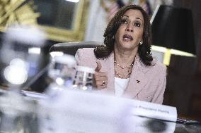 Vice President Kamala Harris meets with disabilities advocates at the White House