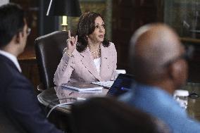 Vice President Kamala Harris meets with disabilities advocates at the White House