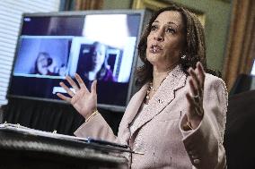 Vice President Kamala Harris meets with disabilities advocates at the White House