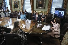 Vice President Kamala Harris meets with disabilities advocates at the White House