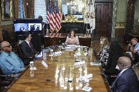 Vice President Kamala Harris meets with disabilities advocates at the White House