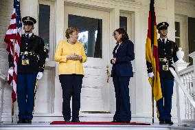 VP Harris Welcomes Chancellor Merkel