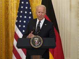 Biden Holds a Joint Press Conference with Dr. Angela Merkel the Chancellor of Germany