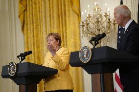 Biden Holds a Joint Press Conference with Dr. Angela Merkel the Chancellor of Germany