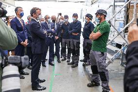 President Macron Visits CAF Factory - Bagneres-de-Bigorre