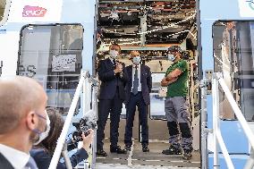 President Macron Visits CAF Factory - Bagneres-de-Bigorre