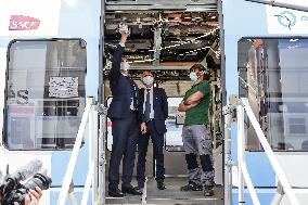 President Macron Visits CAF Factory - Bagneres-de-Bigorre