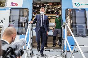 President Macron Visits CAF Factory - Bagneres-de-Bigorre