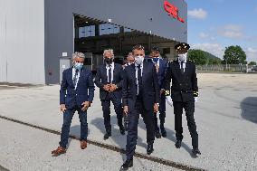 President Macron Visits CAF Factory - Bagneres-de-Bigorre