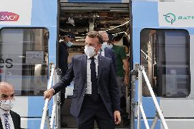 President Macron Visits CAF Factory - Bagneres-de-Bigorre