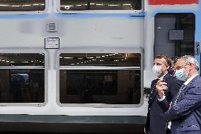 President Macron Visits CAF Factory - Bagneres-de-Bigorre