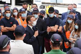 President Macron Visits CAF Factory - Bagneres-de-Bigorre