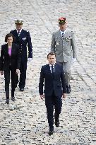 President Macron Attends A Military Ceremony - Paris