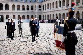 President Macron Attends A Military Ceremony - Paris